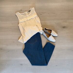 Daisy Fuentes Cream Lace Tank Top